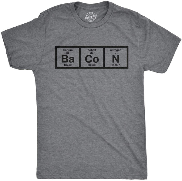 Mens The Chemistry of Bacon T Shirt Funny Nerdy Graphic Periodic Table Science
