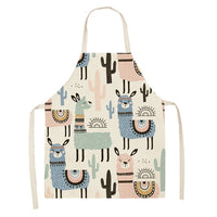 Alpaca llama Cactus Printed Cotton Linen Sleeveless Aprons