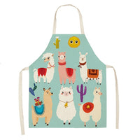 Alpaca llama Cactus Printed Cotton Linen Sleeveless Aprons