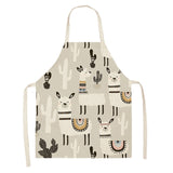 Alpaca llama Cactus Printed Cotton Linen Sleeveless Aprons