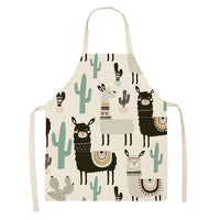 Alpaca llama Cactus Printed Cotton Linen Sleeveless Aprons