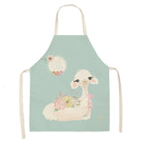 Alpaca llama Cactus Printed Cotton Linen Sleeveless Aprons