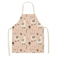 Alpaca llama Cactus Printed Cotton Linen Sleeveless Aprons