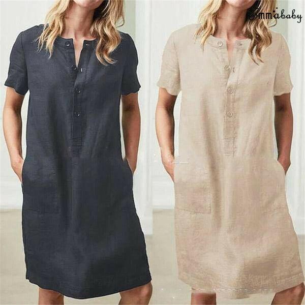 Cotton Linen Ladies Summer Dress