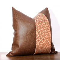 Faux Leather and 100%Cotton Decorative Throw Pillow Covers