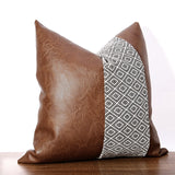 Faux Leather and 100%Cotton Decorative Throw Pillow Covers