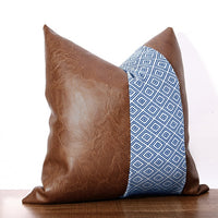 Faux Leather and 100%Cotton Decorative Throw Pillow Covers