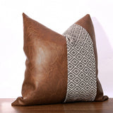 Faux Leather and 100%Cotton Decorative Throw Pillow Covers