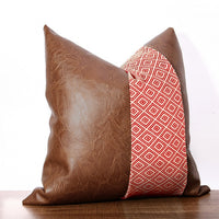 Faux Leather and 100%Cotton Decorative Throw Pillow Covers