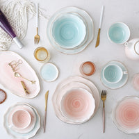 Pink And Blue Gold Ceramic Tableware Porcelain