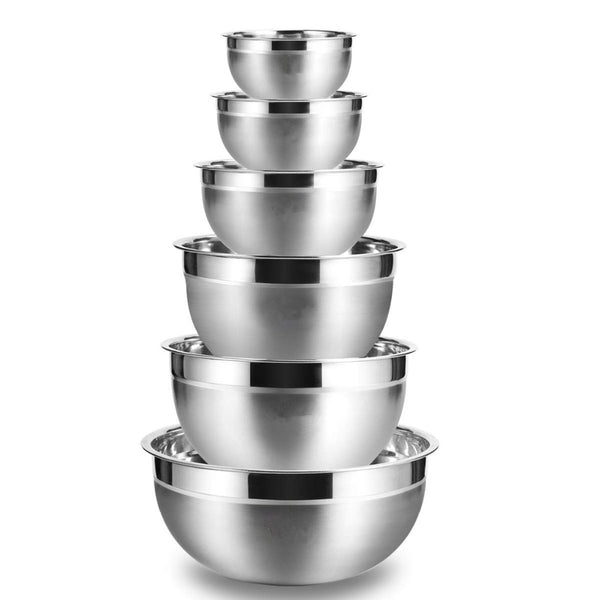 Stainless Steel Mixing Bowls (Set of 6) Non Slip Nesting Whisking Bowls Set Mixing Bowls For Salad Cooking Baking KC0257