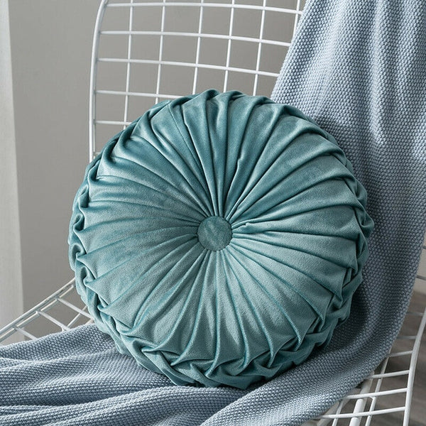 Velvet Pleated Round Floor Cushion Pillow Pouf