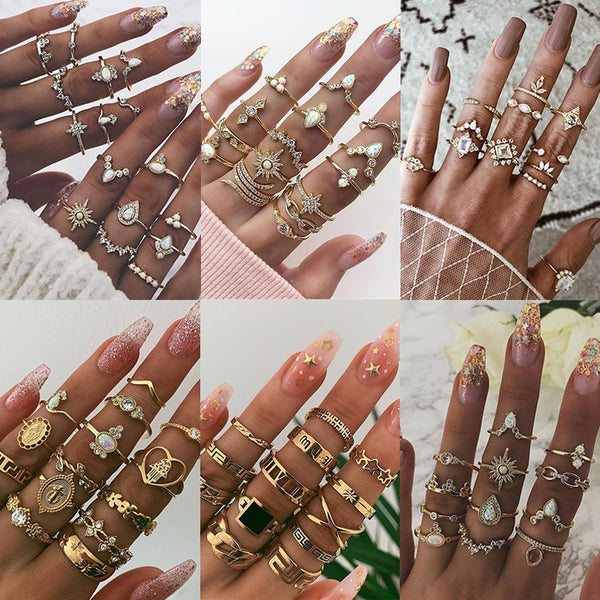 Vintage Gold Star Knuckle Rings