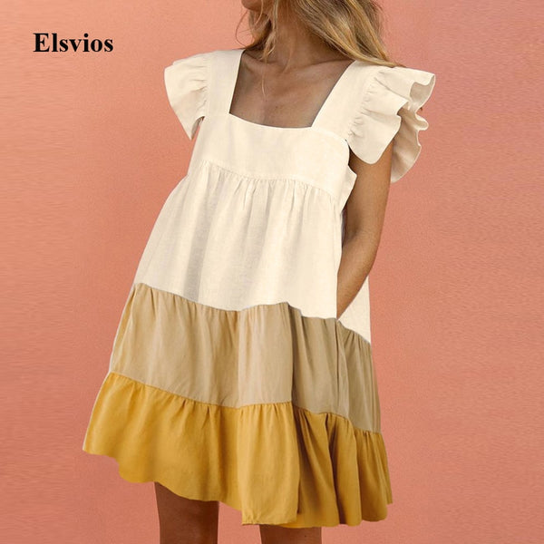 Butterfly Sleeve Ruffle Mini Dress