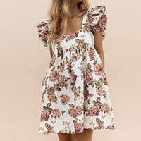 Butterfly Sleeve Ruffle Mini Dress