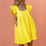 Butterfly Sleeve Ruffle Mini Dress