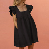 Butterfly Sleeve Ruffle Mini Dress