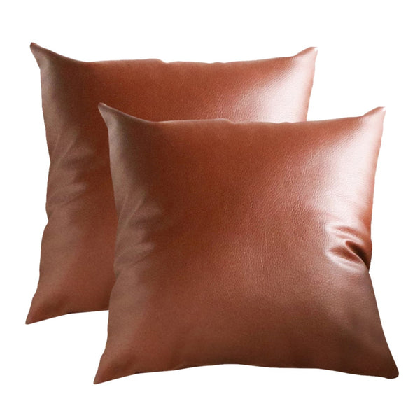 2pc Faux Leather Pillow Covers