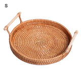 Hand-Woven Round Rattan Tray