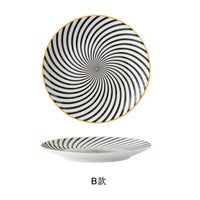 Ceramic Geometry Round Plate 6/8/10 Inch