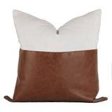 Faux Leather and Cotton Decorative Throw Pillow Cover