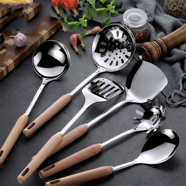 Wooden Handle Stainless Steel Kitchenware