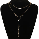 Long Multilayered Pearl Pendant Necklaces