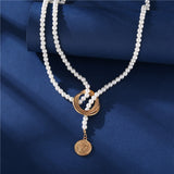 Long Multilayered Pearl Pendant Necklaces