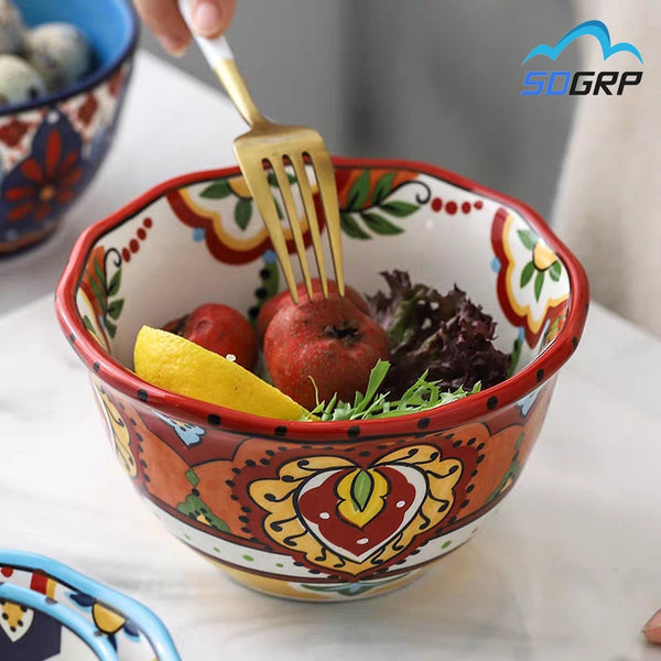 Bohemian Hand-painted Ceramic Salad Bowl